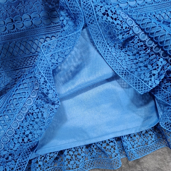 J.Crew Women's Dress Cap Sleeve Blue Lace Ruffle Sleeveless Size 10 NWT Coquette - Picture 12 of 14